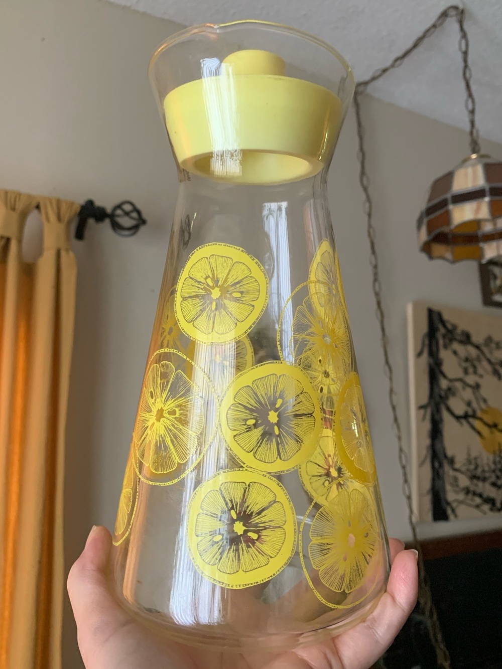 Vintage Pyrex Yellow Citrus Lemon Glass Pitcher